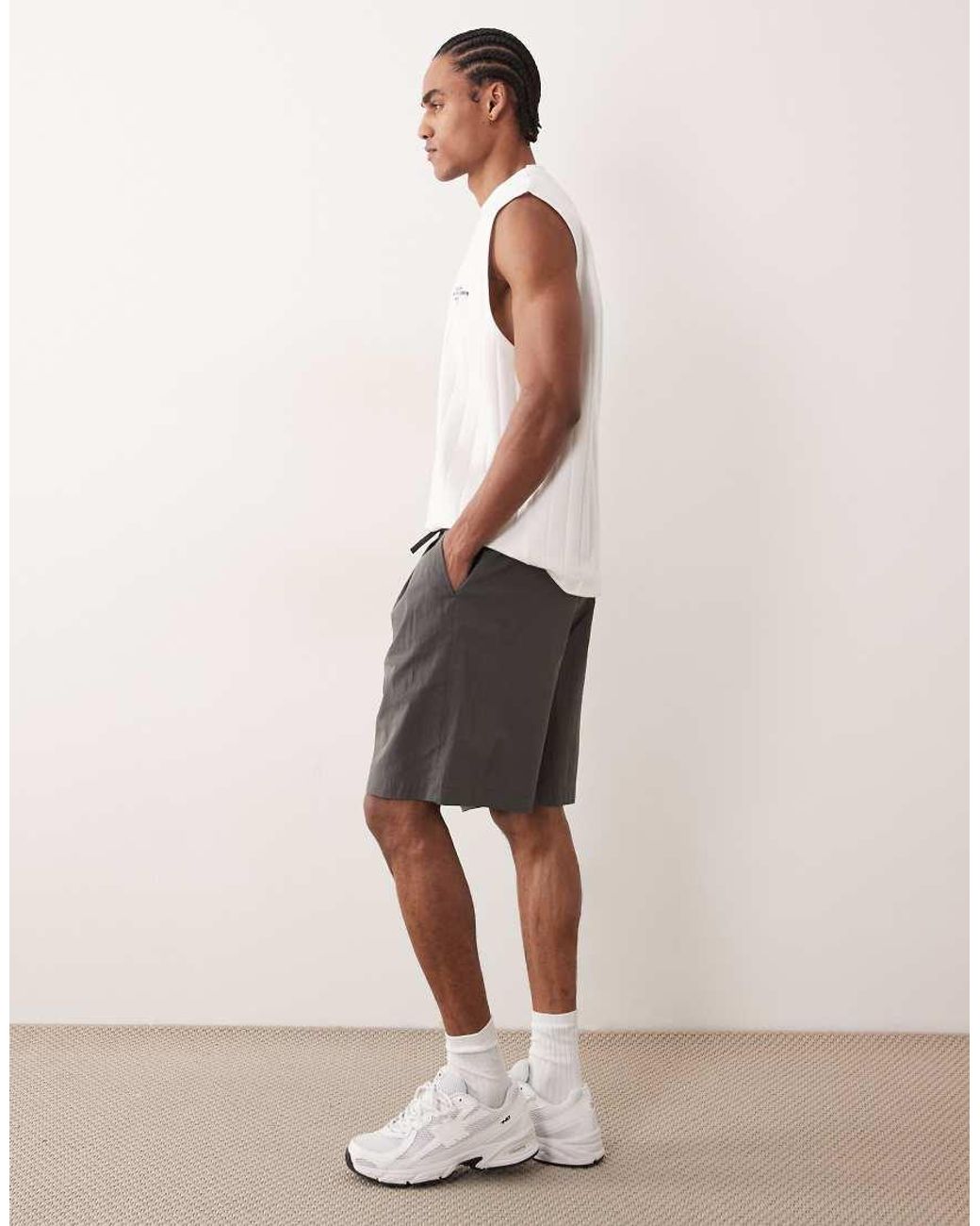 ASOS Gray Mid Length Jorts for men
