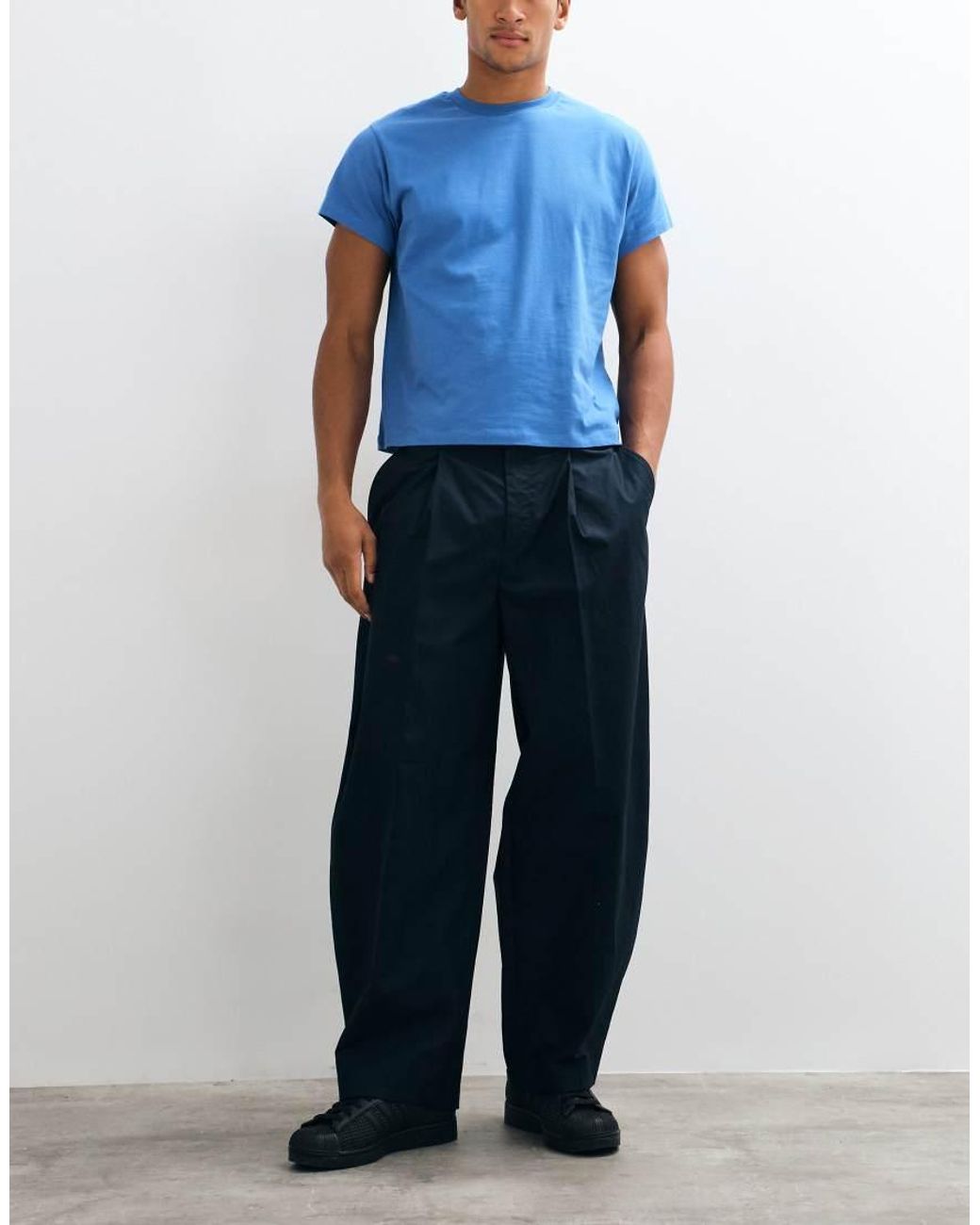 Weekday Blue Barrel Leg Chino Pants for men