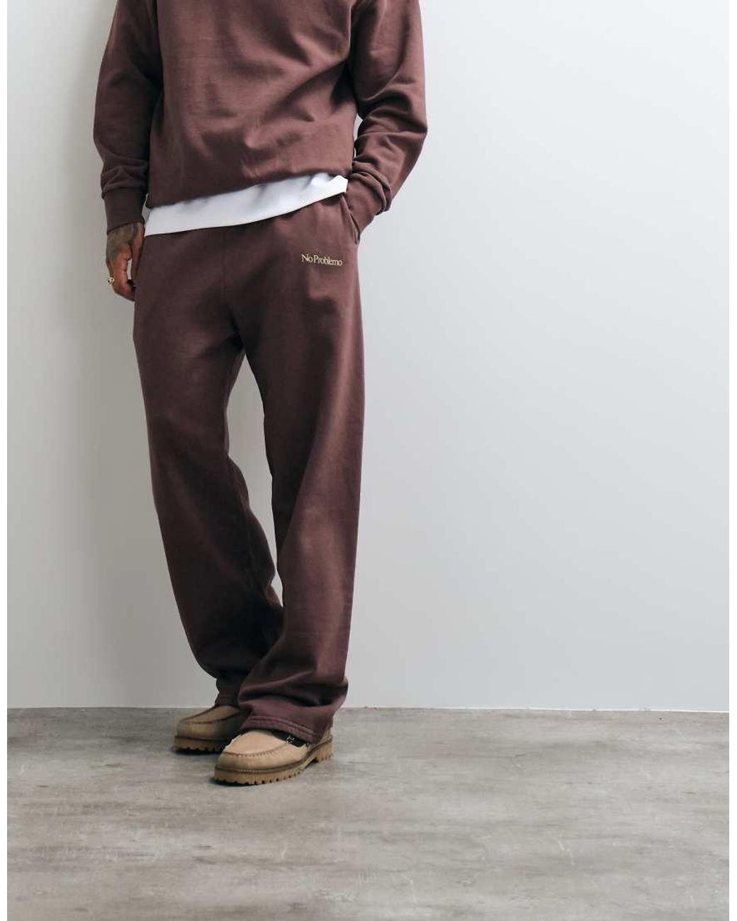 No Problemo White 100% Cotton Straight Leg Logo Joggers Co-Ord for men