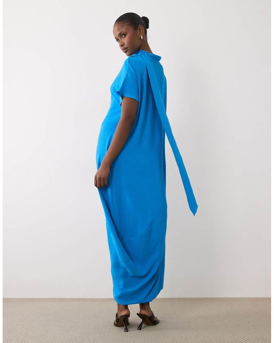 ASOS Blue High Neck Scarf Maxi Dress
