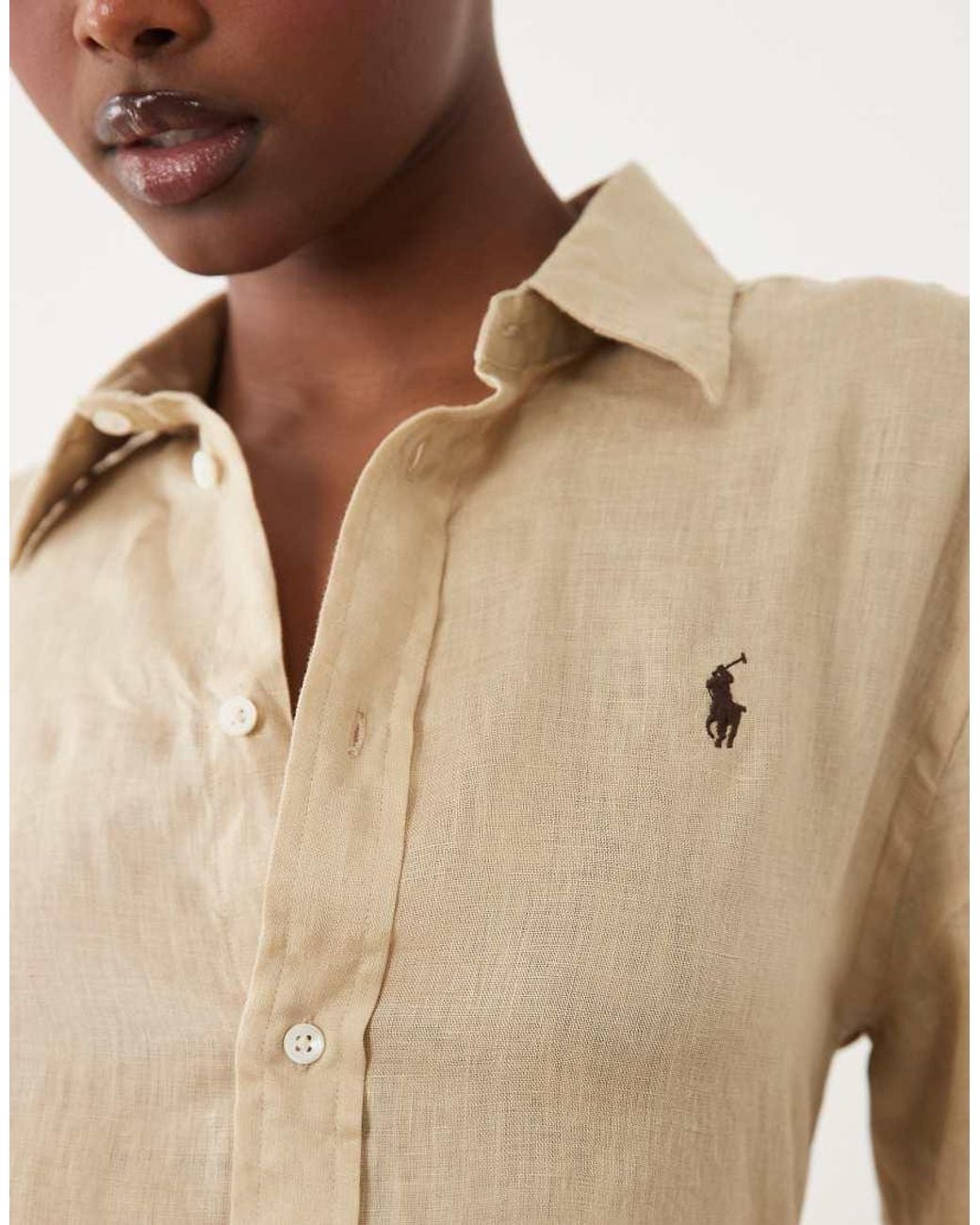 Polo Ralph Lauren Natural Icon Logo Classic Fit Linen Shirt