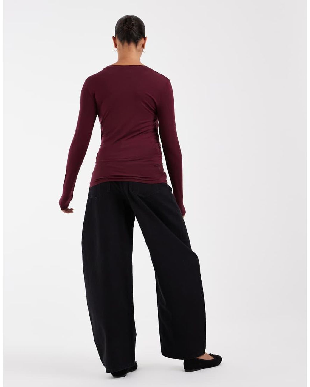 ASOS Red Asos Design Maternity High Waisted Barrel Leg Jeans