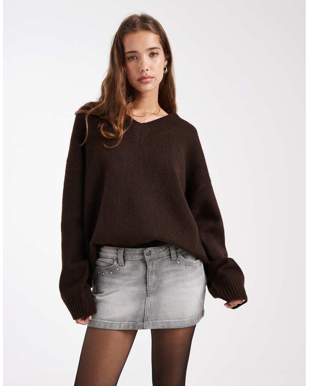 Cotton On Multicolor Studded Denim Mini Skirt