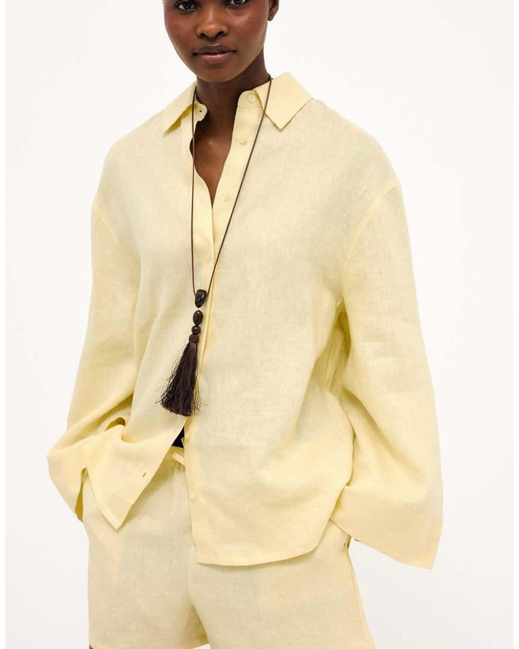 NA-KD Natural Drawstring Linen Shorts