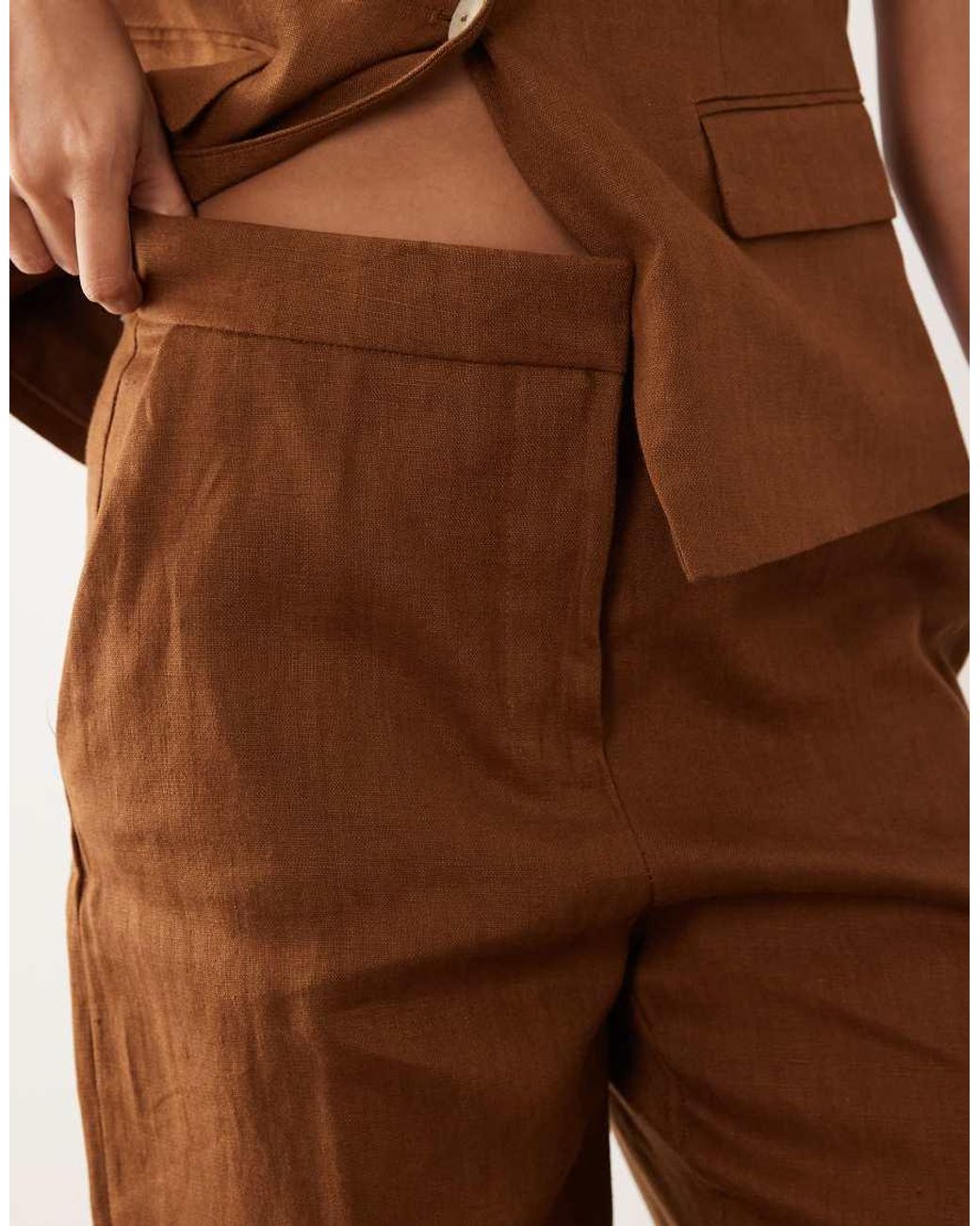 Mango Brown Boreli 100% Linen Straight Leg Trouser Co-ord