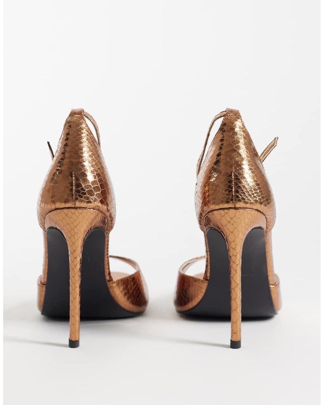 Public Desire White Gilded Heeled Sandals