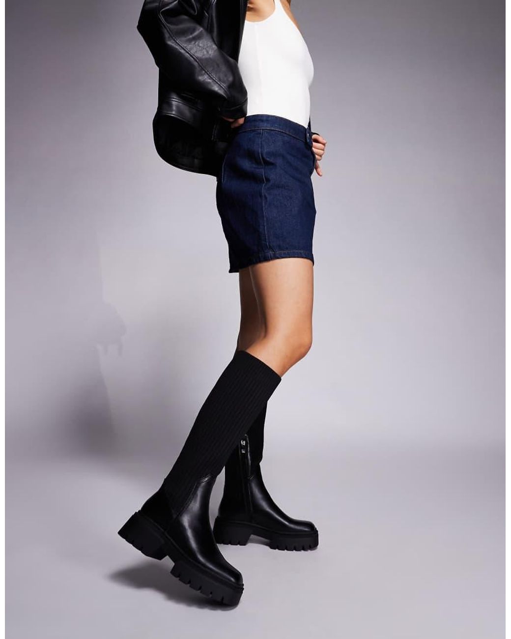 SIMMI Black Simmi London Sock Knee High Boots