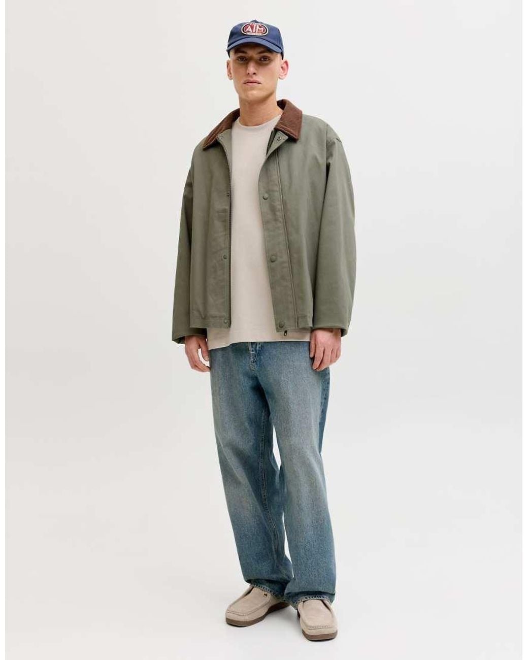 Jack & Jones Gray Oversized Breathable T-shirt for men