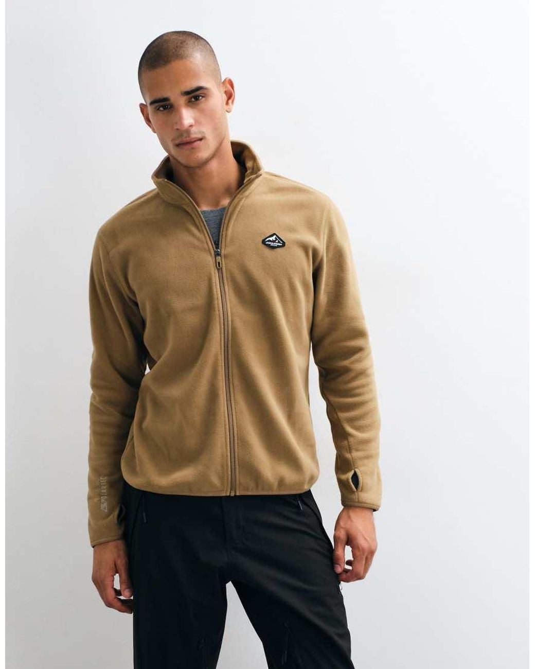 Jack & Jones Brown Ski High Neck Zip Through Fleece Jacket for men
