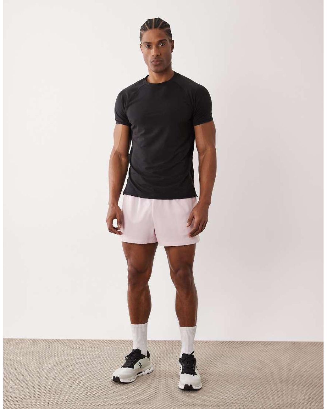 4505 Pink Icon 3 Inch Quick Dry Running Shorts With Back Phone Pocket for men