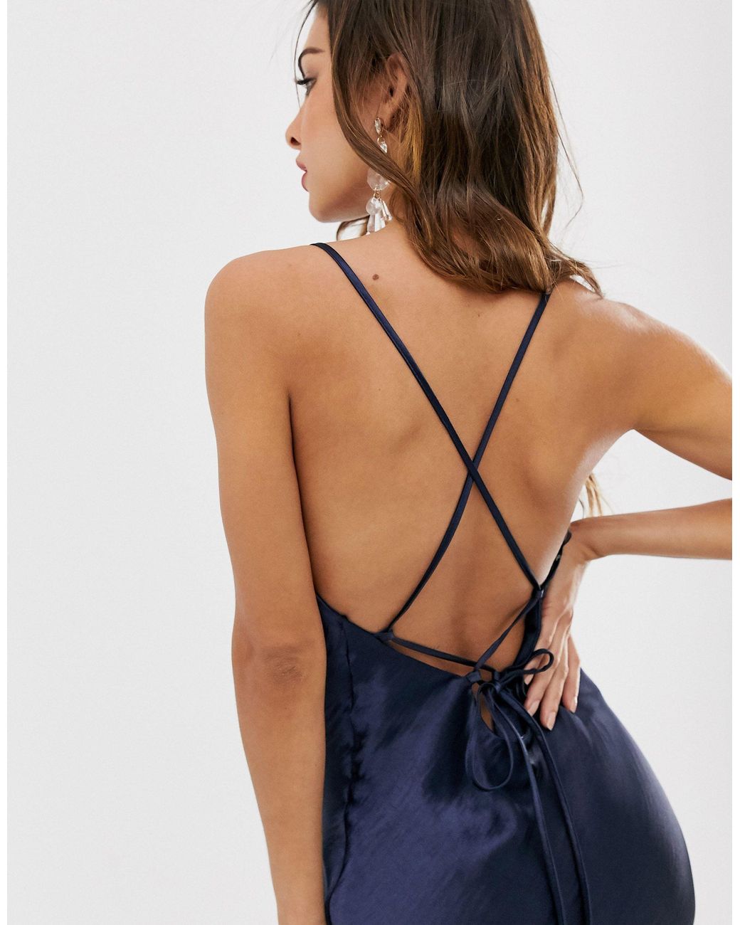 asos navy slip dress