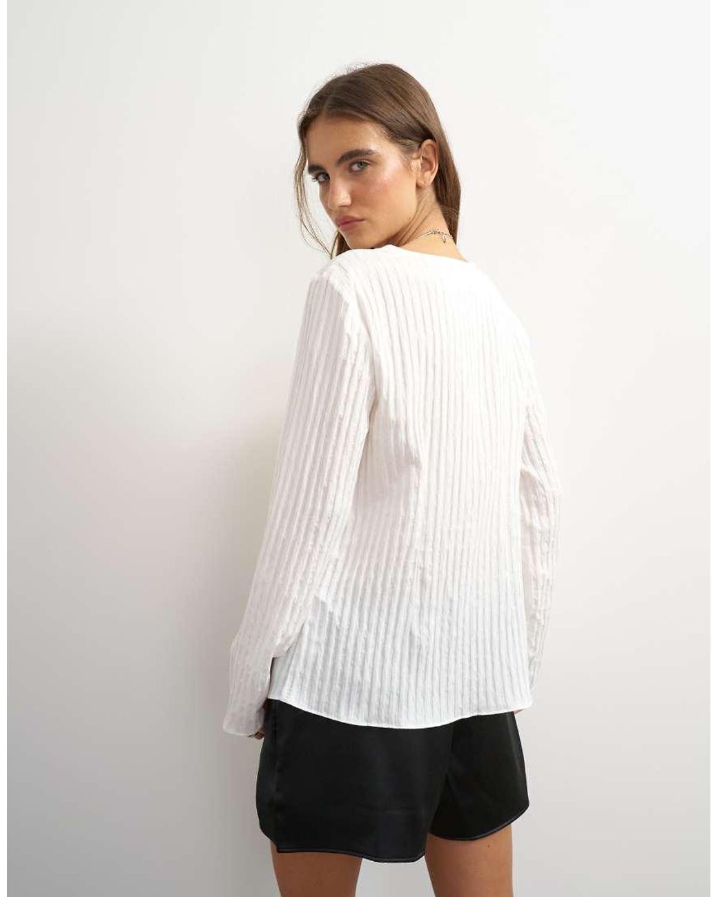 TOPSHOP White Tie Detail Blouse