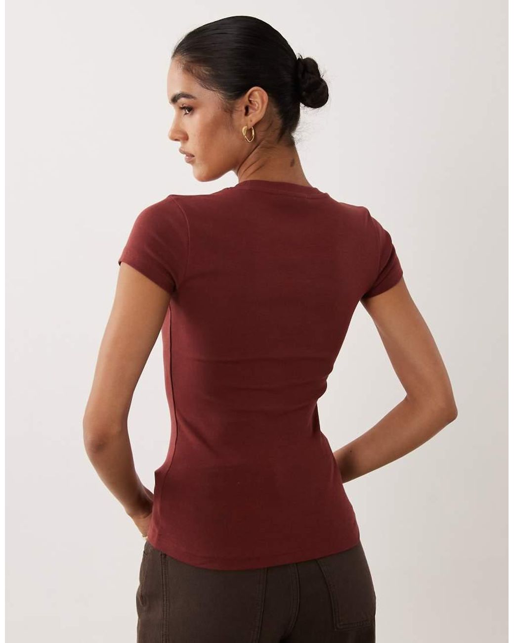 Gina Tricot Red Crew Neck Top