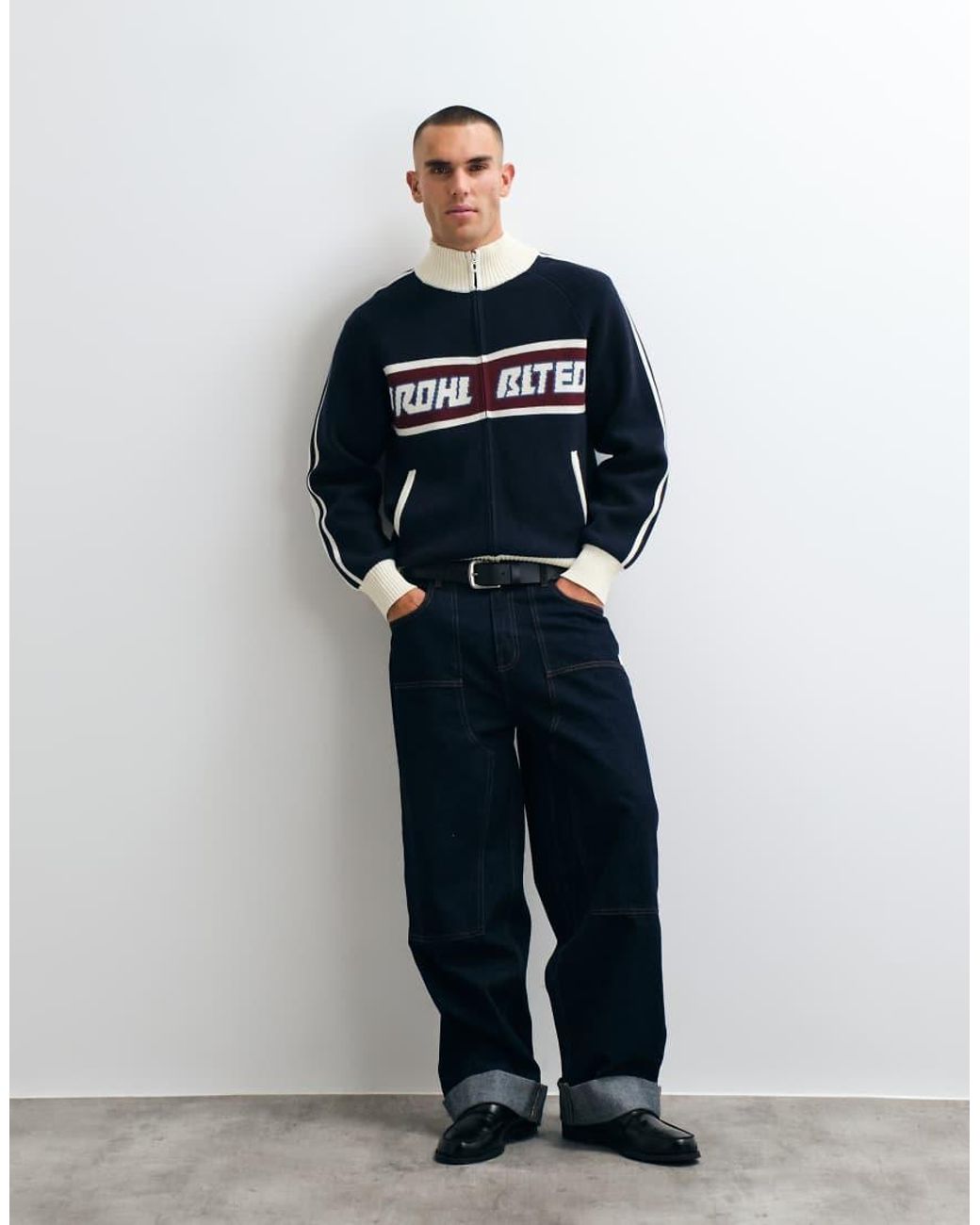 Prohibited Blue Knitted Track Jacket for men