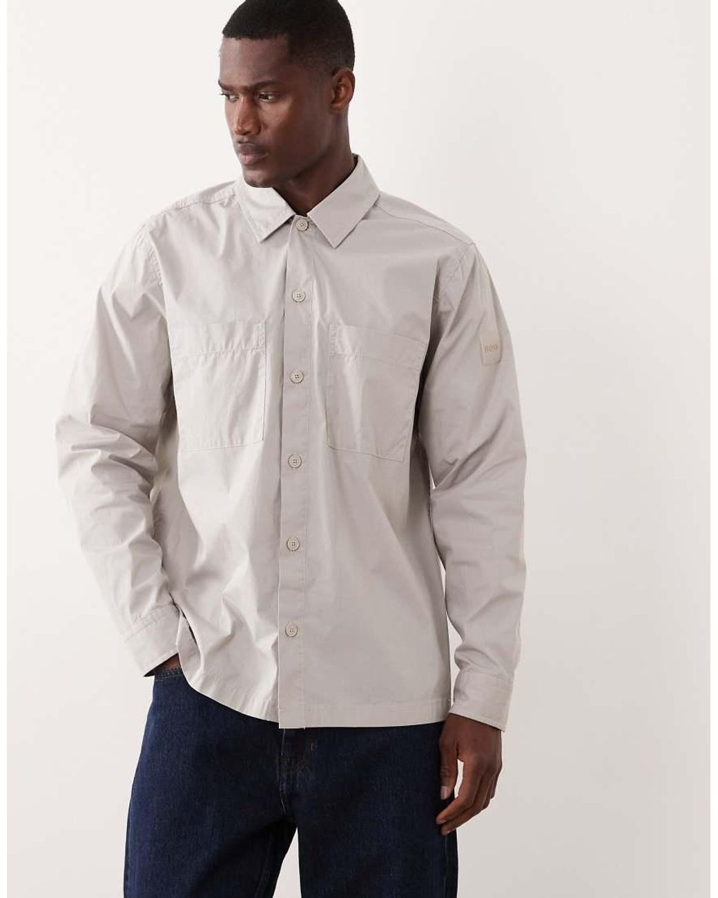 Boss Gray Hugo Boss Longsleeve Button Up Shirt for men