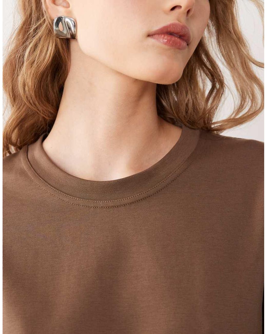 ARKET Brown Stretch Heavyweight Interlock Short Sleeve T-shirt