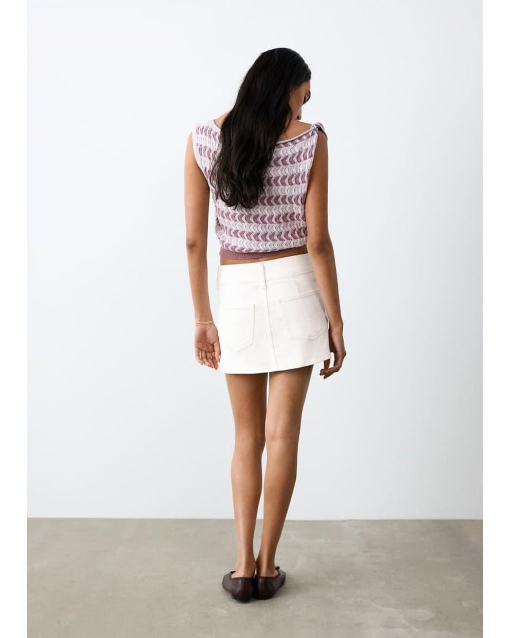 Mango White Teen Cotton Rich Denim Mini Skirt