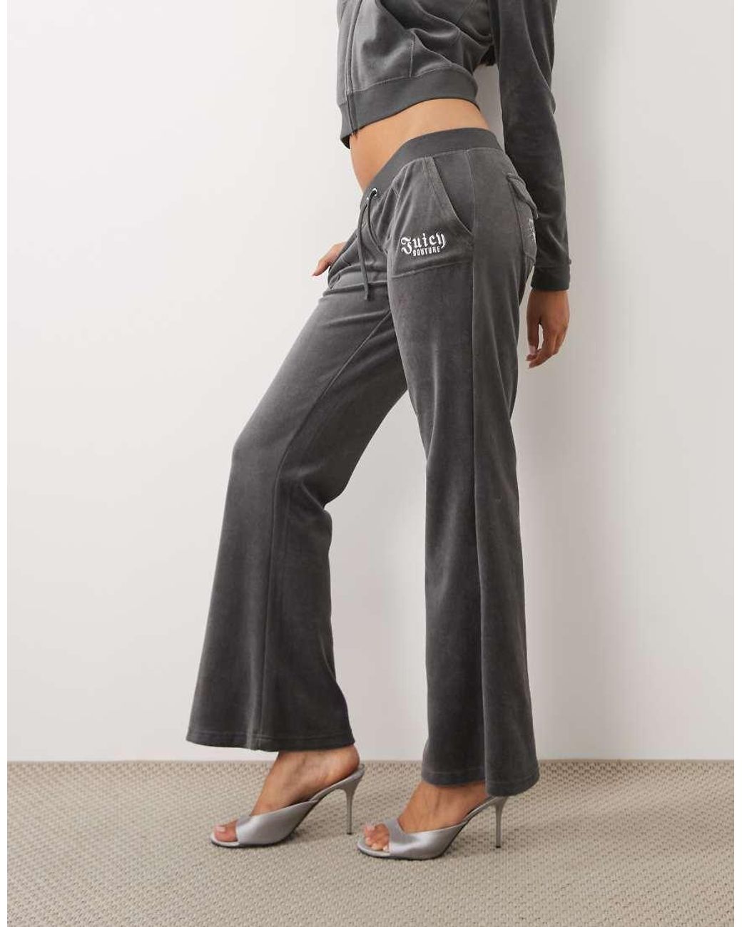 Juicy Couture Black Caisa Regal Logo Rebelle Ultra Low Rise Velour jogger