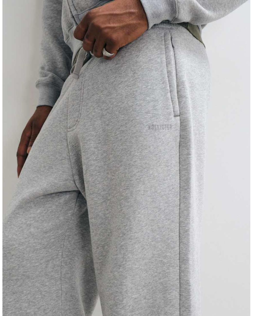 Hollister Gray Uncuffed baggy Low Rider joggers for men