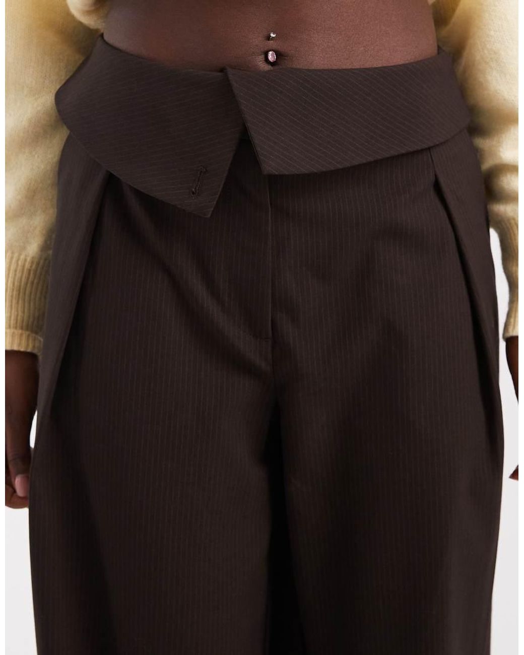 ASOS White Tailored Fold Over Waist Pants