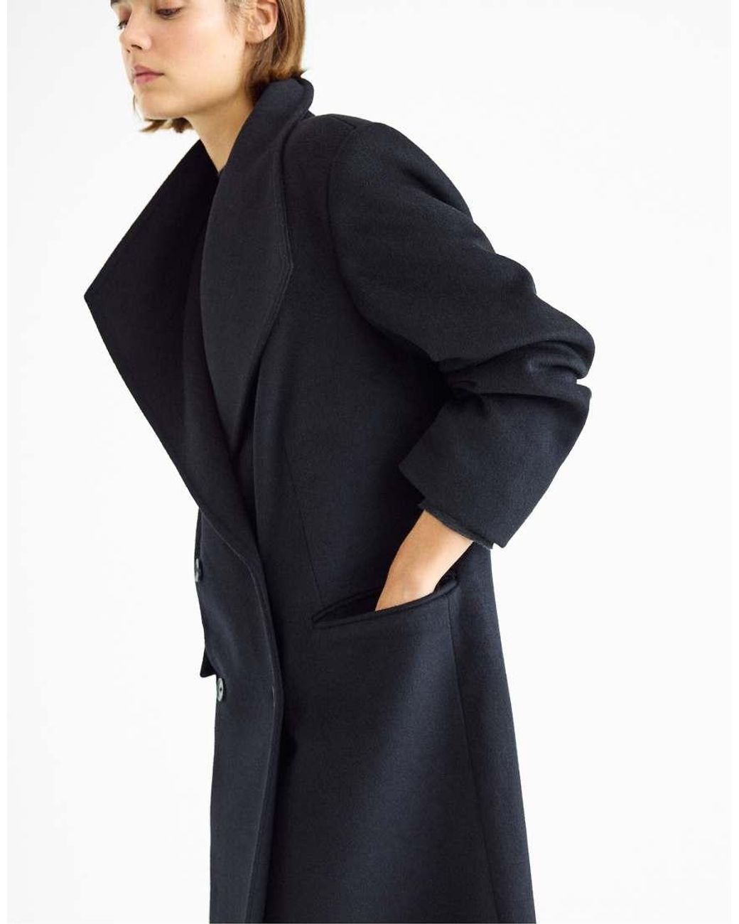 Stradivarius Blue Long Felt Coat