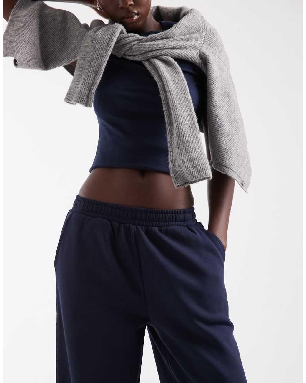 ASOS Blue Asos Design Tall Wide Leg Brushback jogger