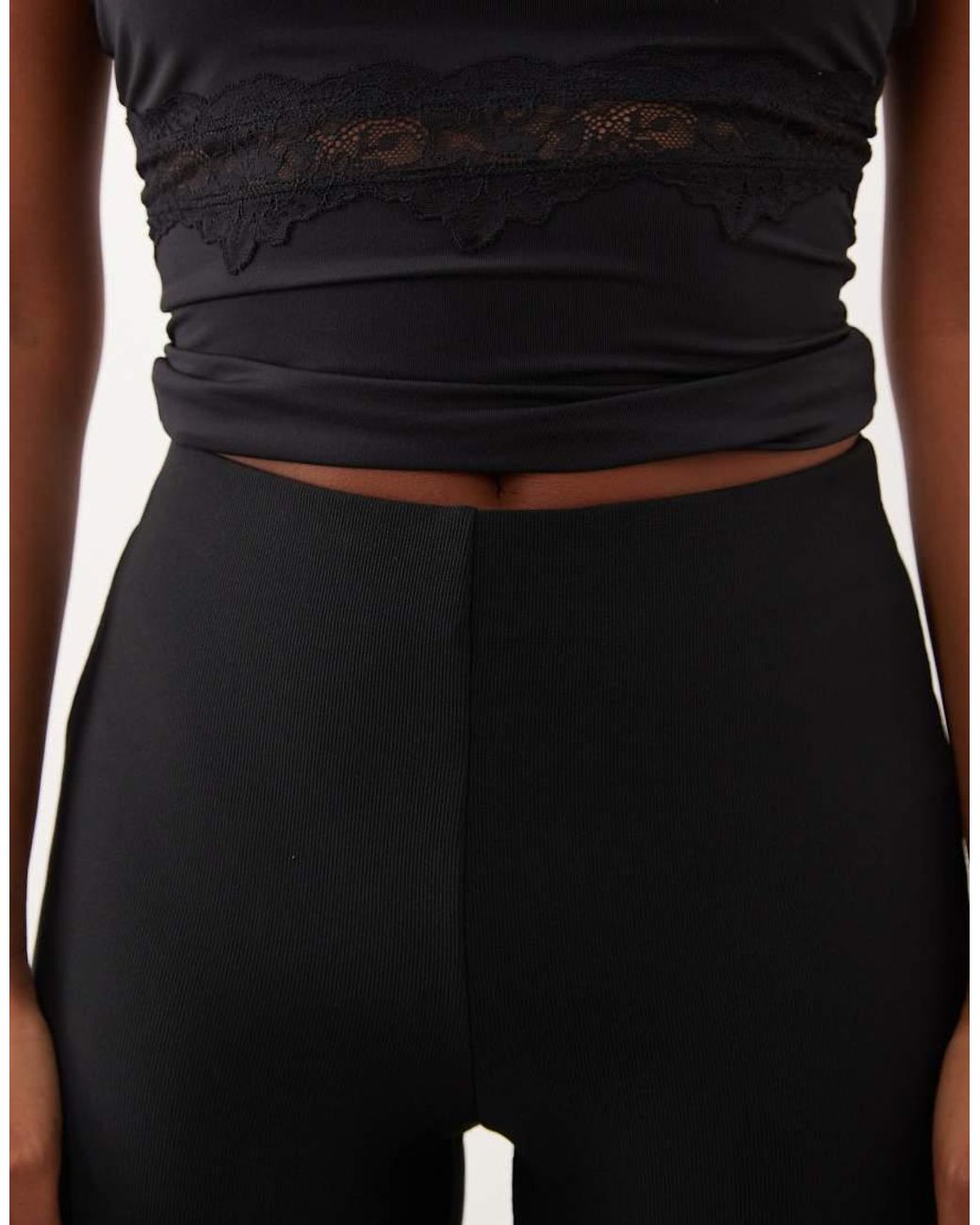 New Look Black Ribbed Flare Trouser