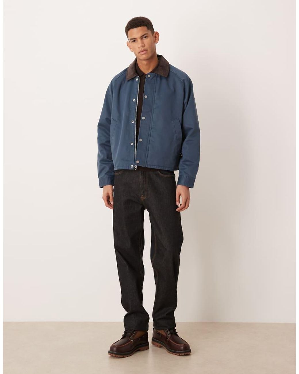 Abercrombie & Fitch Blue Cropped Waxed Barn Jacket for men