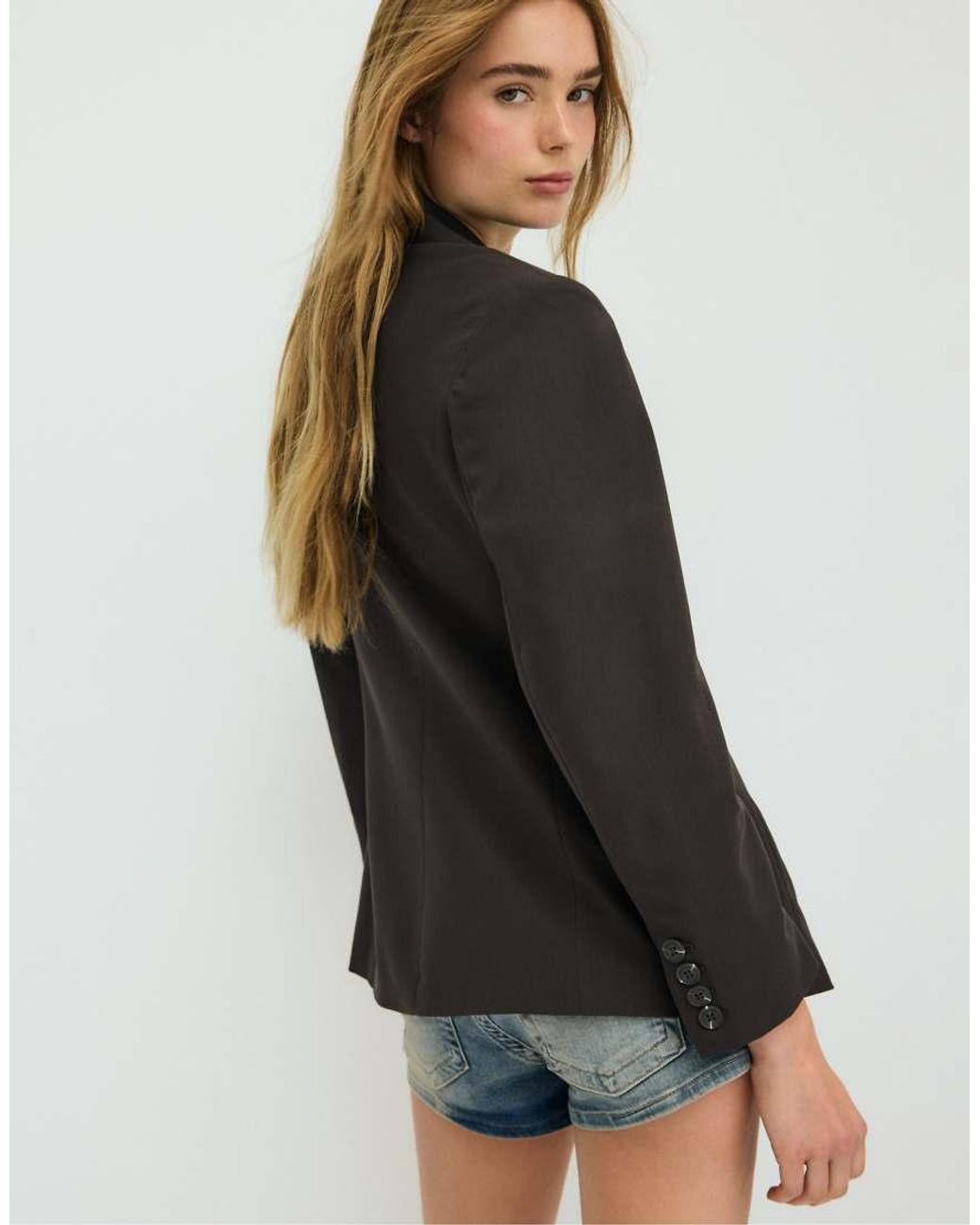Stradivarius Black Tailored Buttoned Blazer