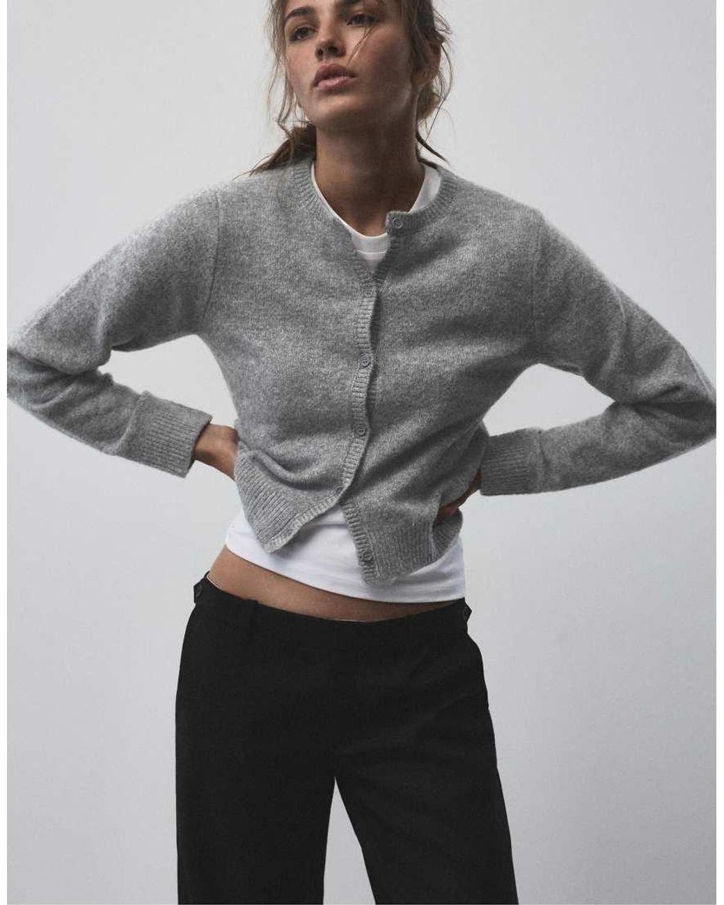 Pull&Bear Gray Soft Knit Cardigan