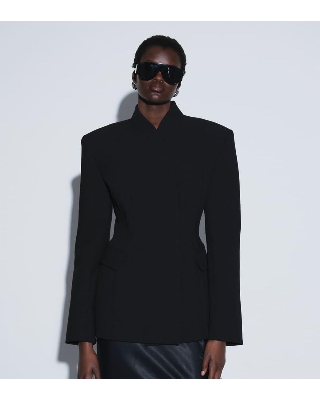 ASOS Black Ttya Cinched Blazer With Seam Details