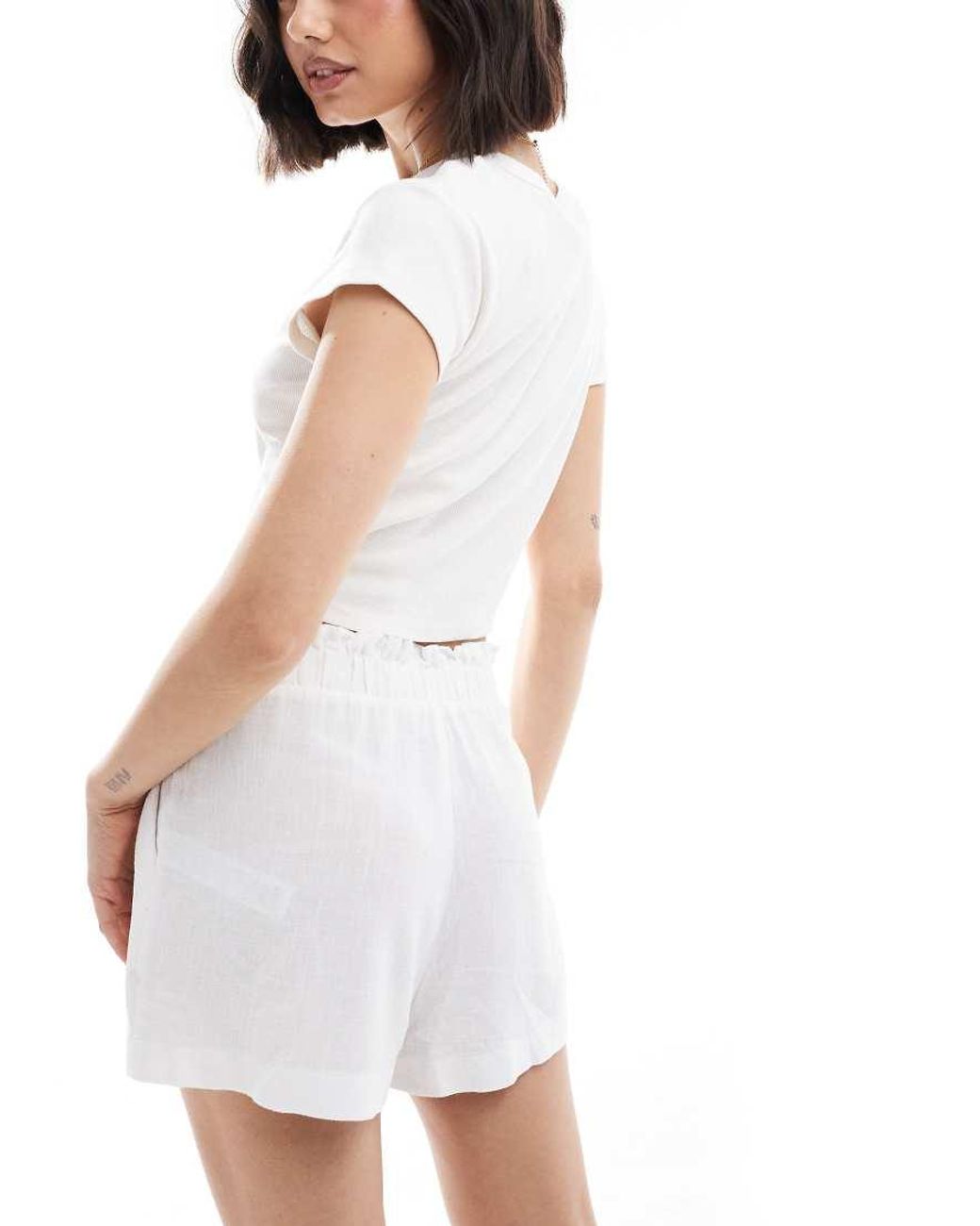 ASOS White Linen Look Co-ord Shorts