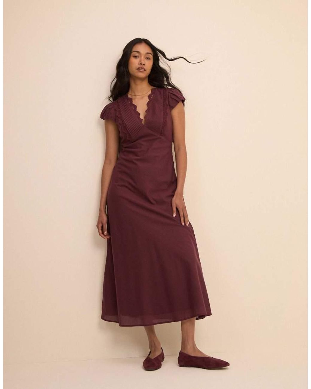 Nobody's Child Purple Lace Trim Susie Midi Dress