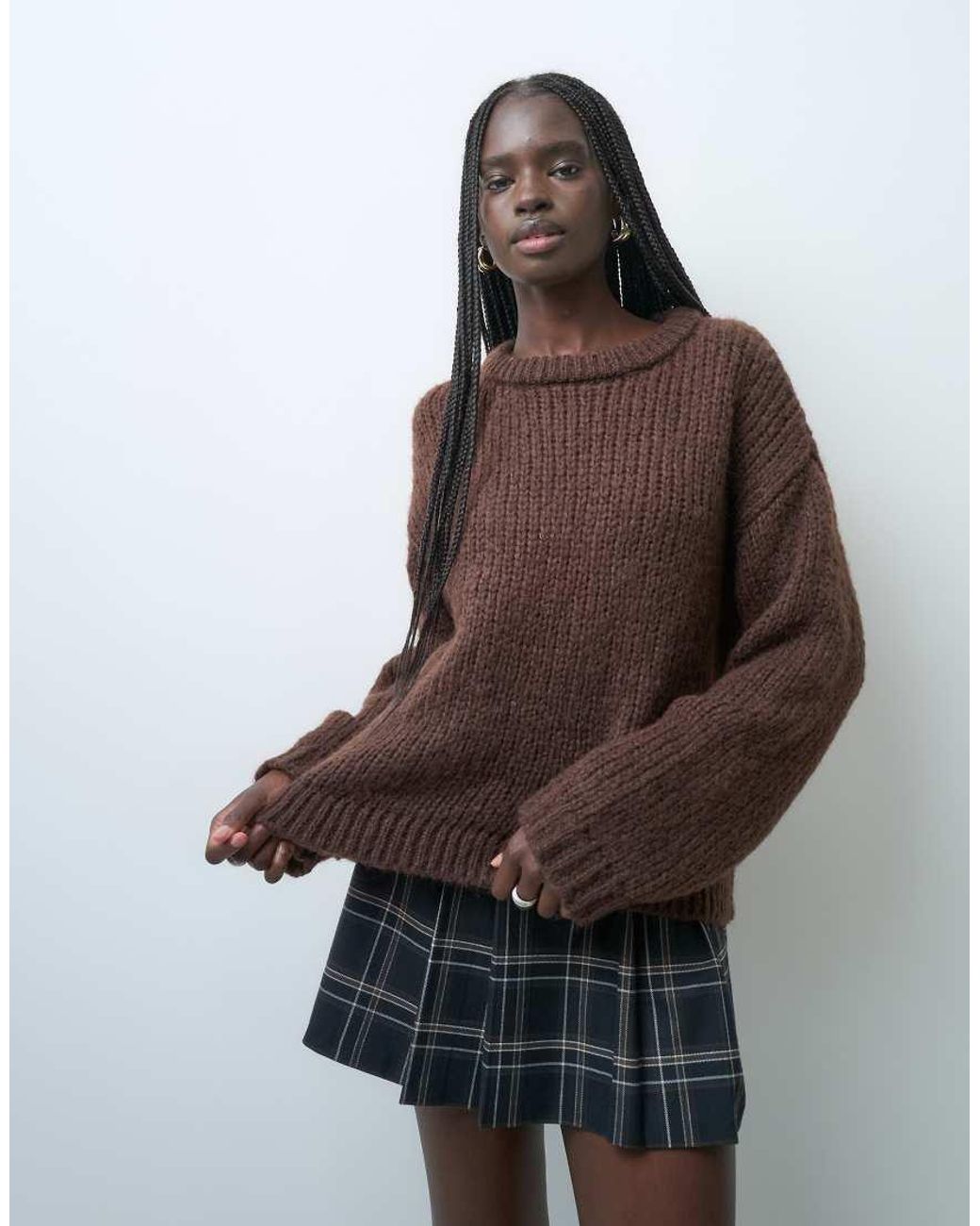 Pieces Brown Chunky Knitted Jumper