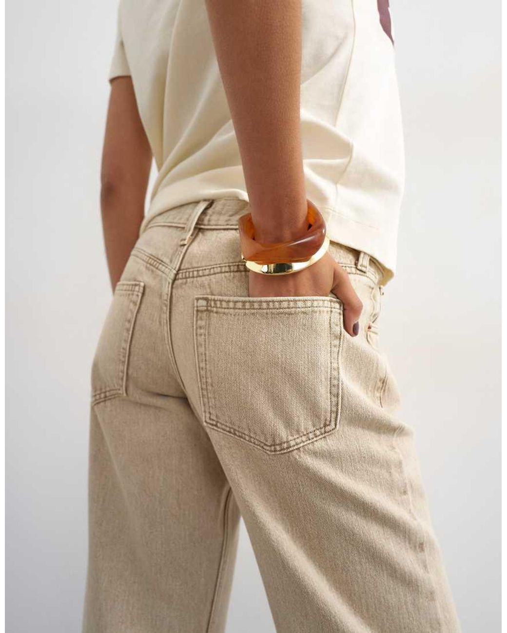 TOPSHOP White Ember Low Rise Relaxed Straight Leg Jeans