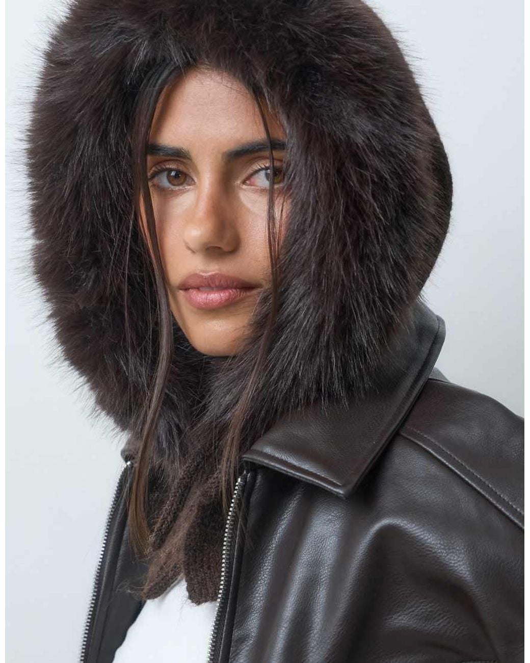 Gina Tricot Gray Knitted Hood With Faux Fur Trim