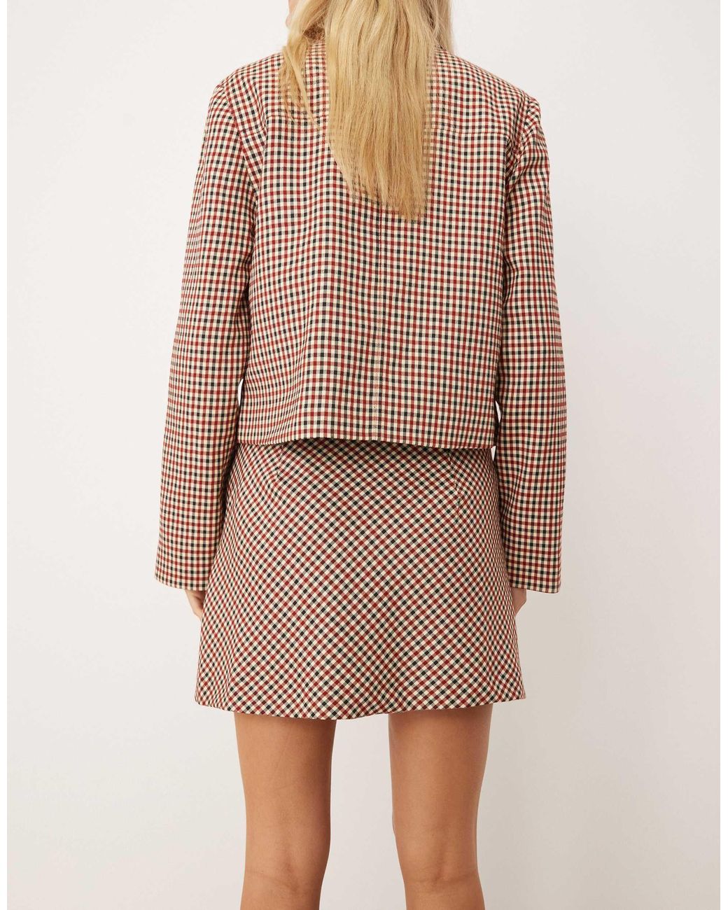 House Of Sunny Natural Marie Check A-line Mini Skirt