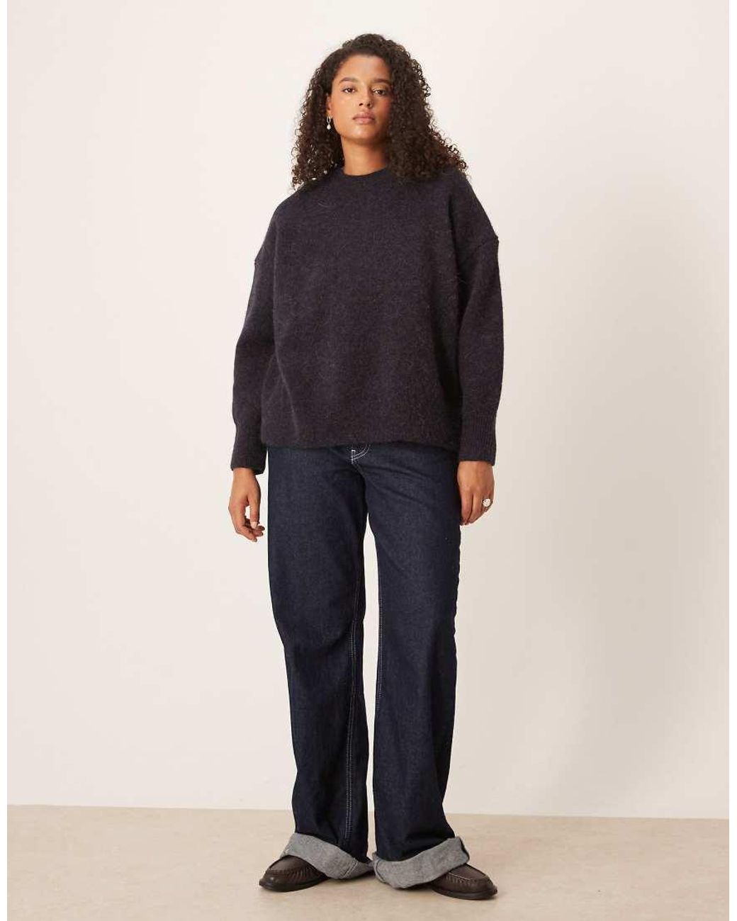 ASOS Blue Asos Design Curve Premium Wool And Alpaca Oversized Crew Neck Jumper