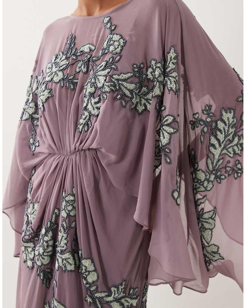 ASOS Pink Cape Sleeve Embellished Maxi Dress