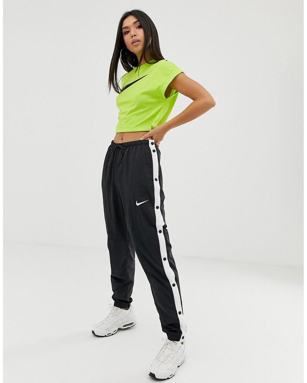 Nike Synthetic Black And White Popper Track Pants | Lyst Australia