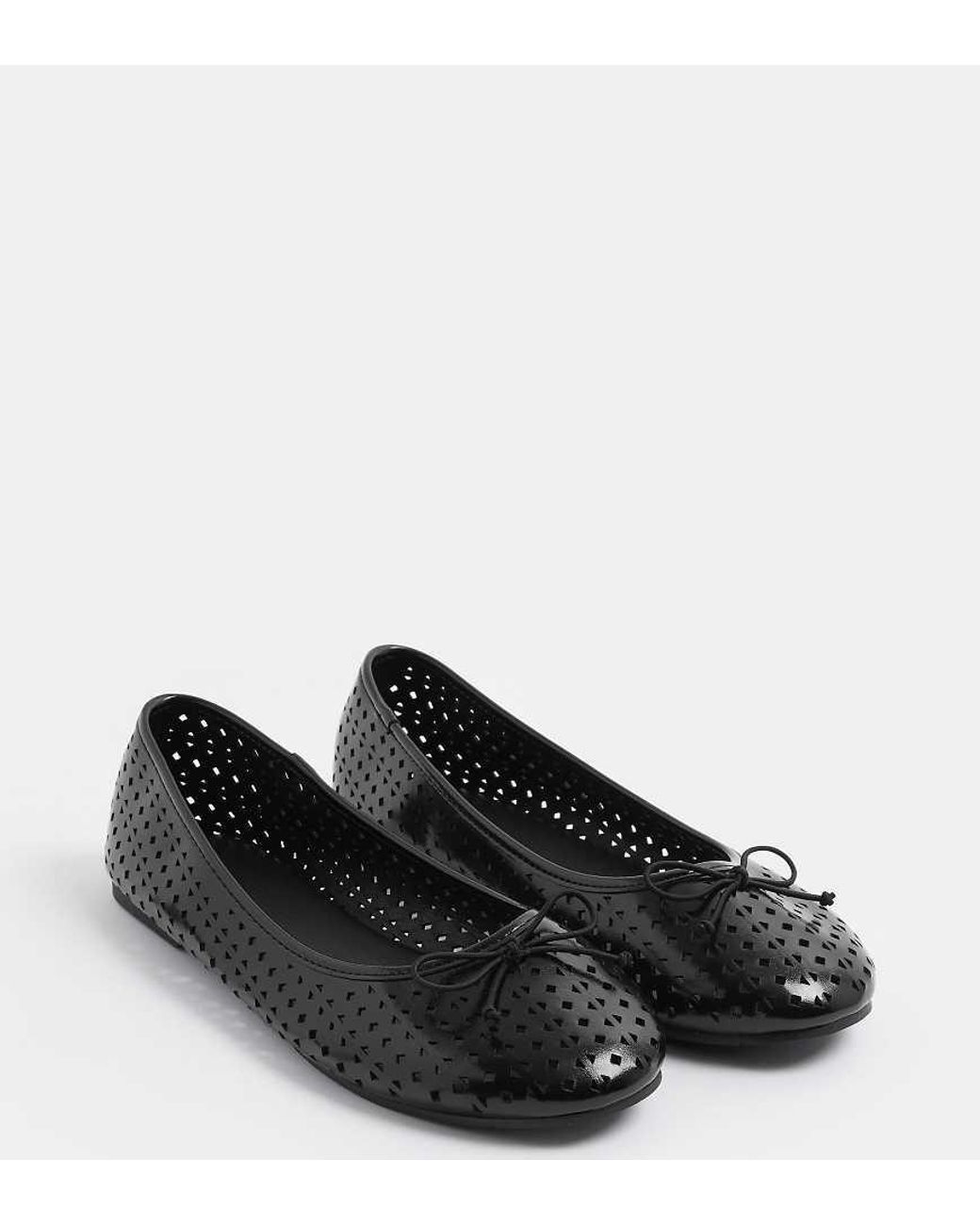 Yours Clothing Black Faux Leather Ballet Pumps