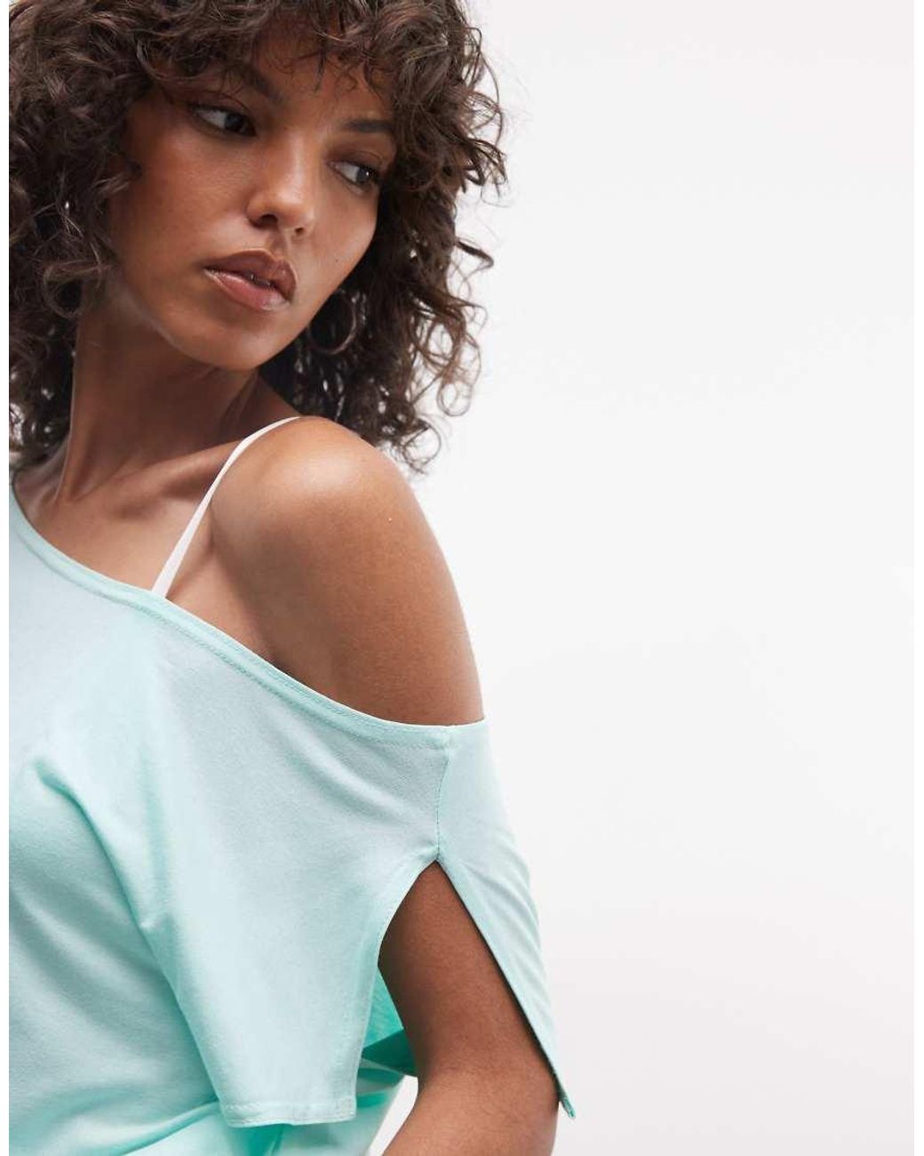 Collusion Blue Drapey Off Shoulder Top