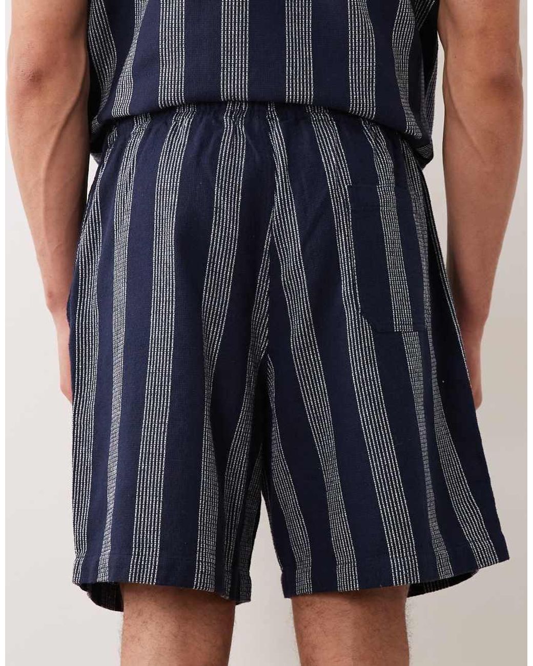 New Look Blue Co-ord Stripe Shorts for men