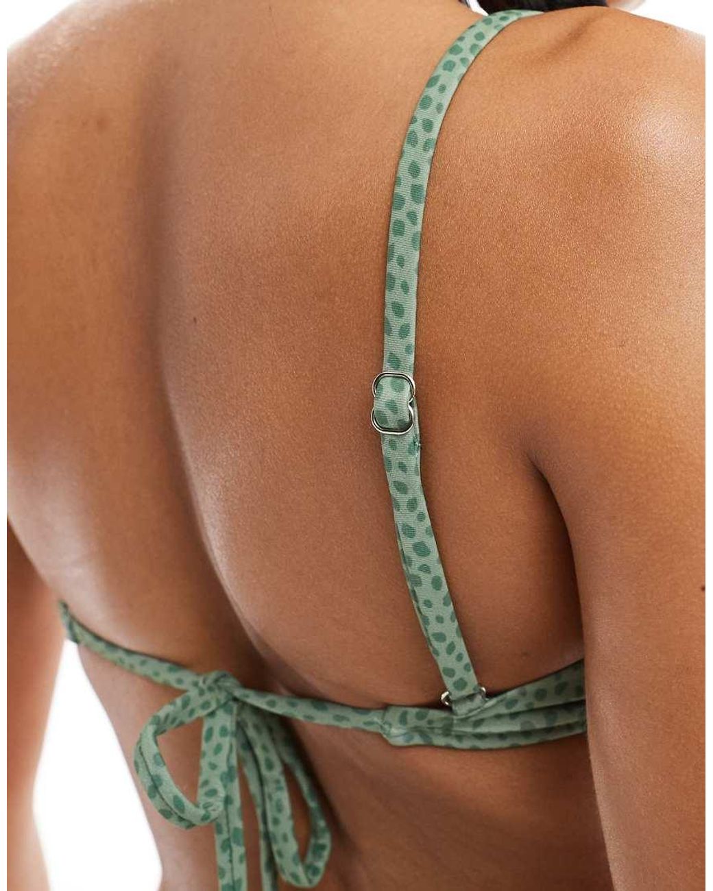 OOSC Green Sahara Sage Mix And Match Cold Shoulder Bikini Top
