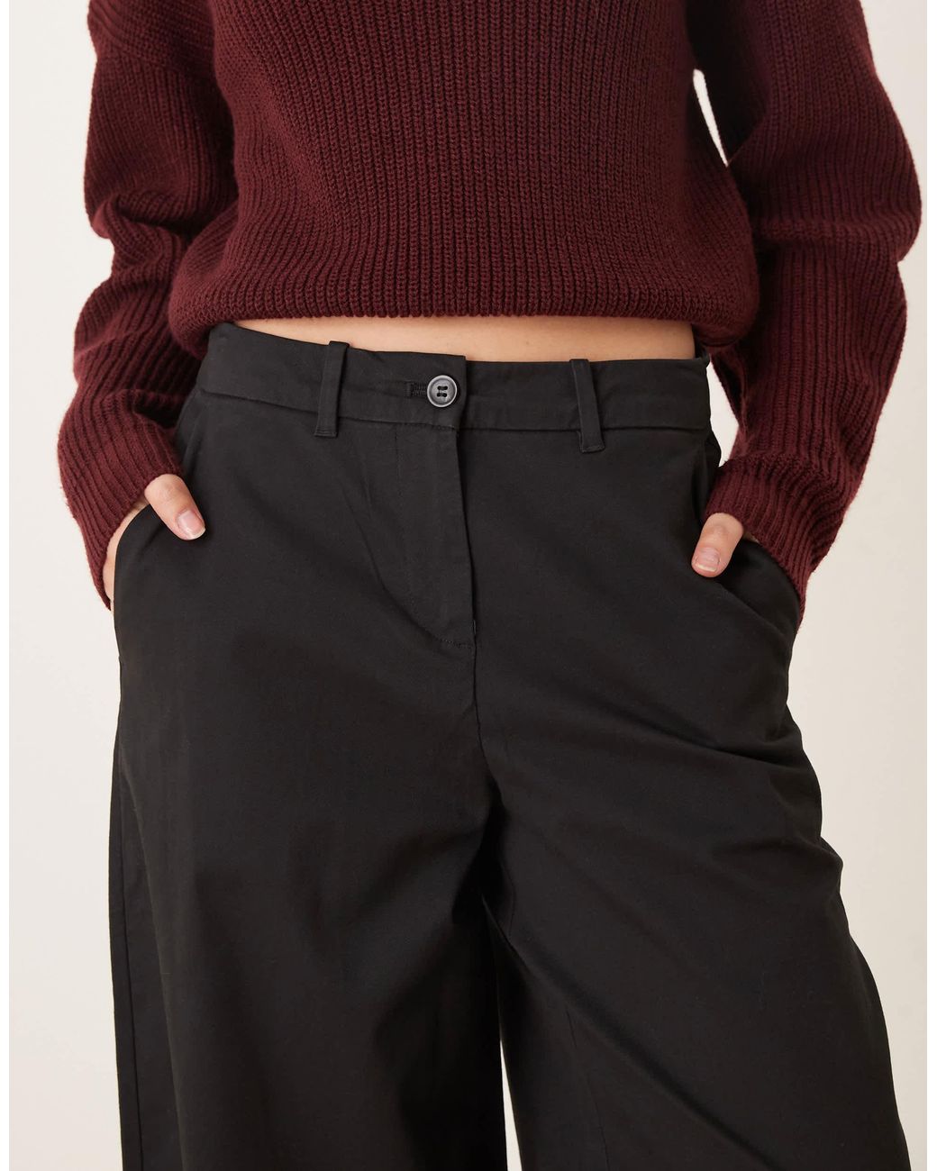 Aware Black Wide Leg Cropped Work Trouser