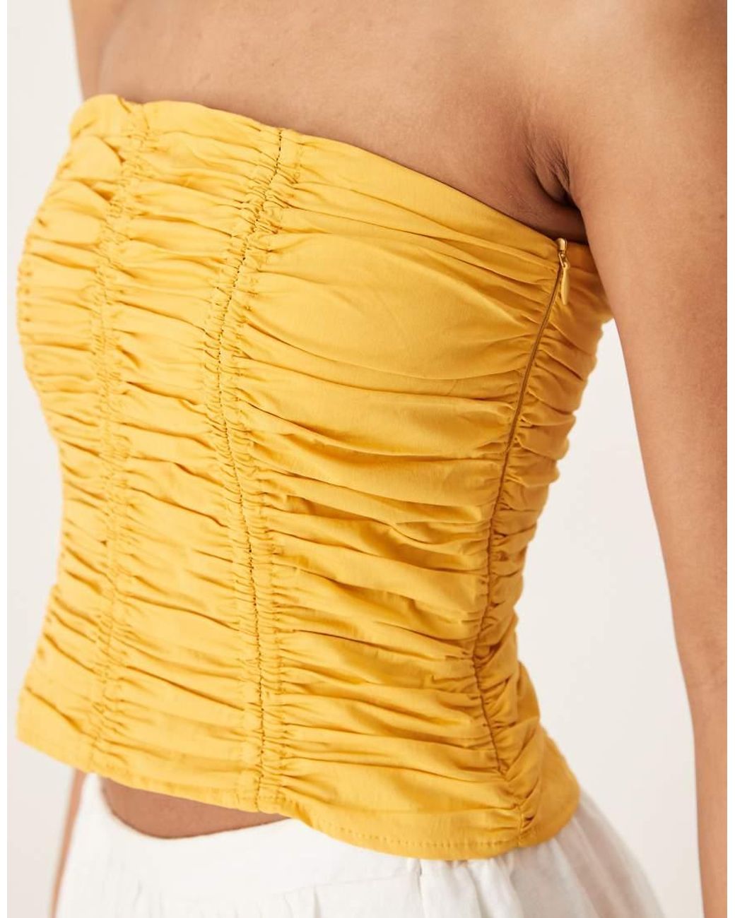 Mango Yellow Ruched Bandeau Top