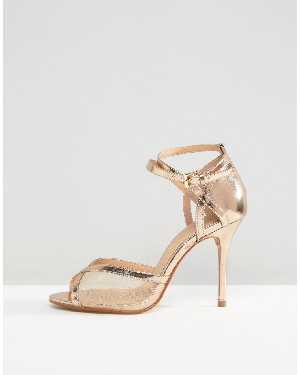 Dune By Dune Meryl Rose Gold Heeled Sandals in Metallic | Lyst