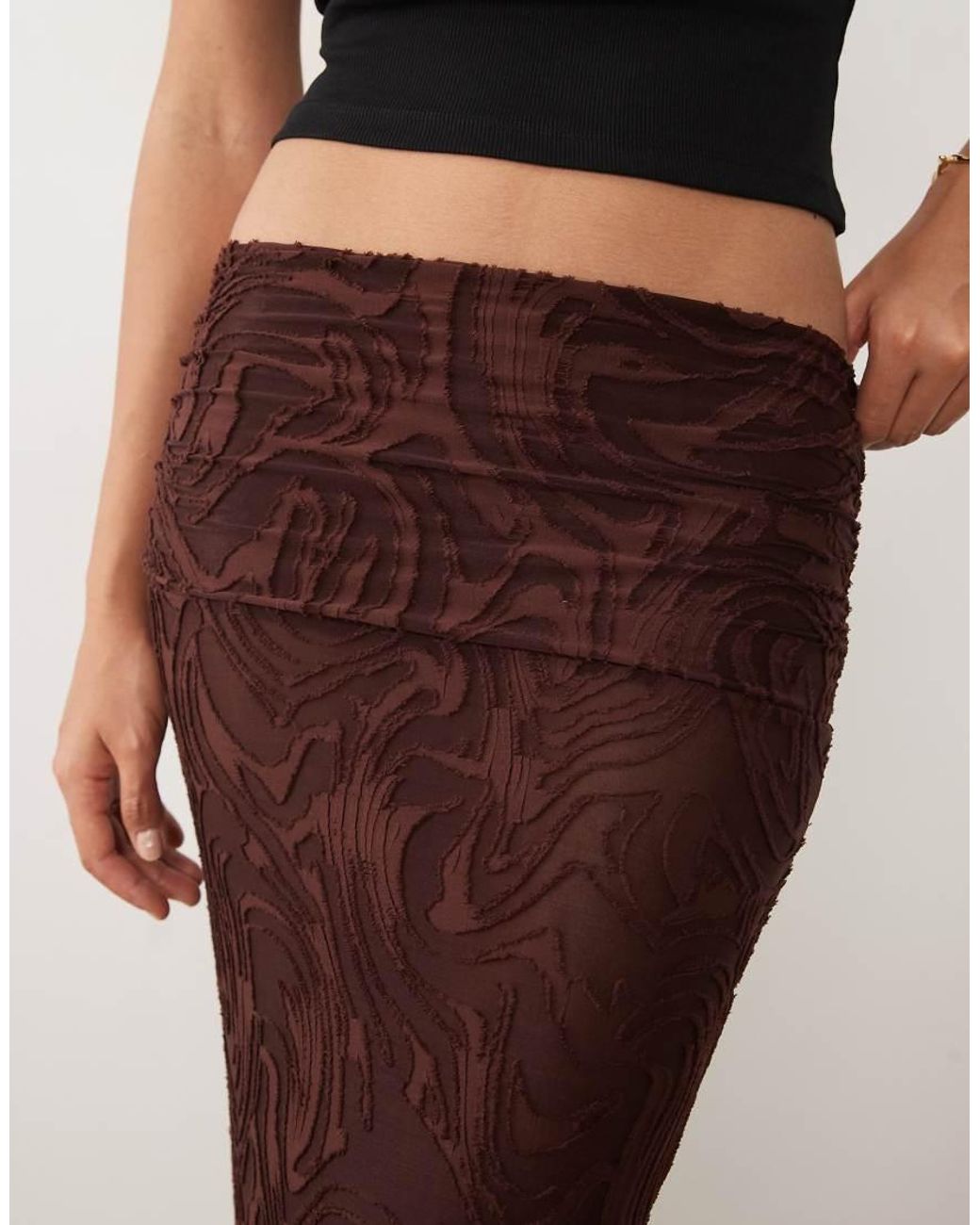 ASOS Natural Burnout Maxi Skirt With Overwrap Detail