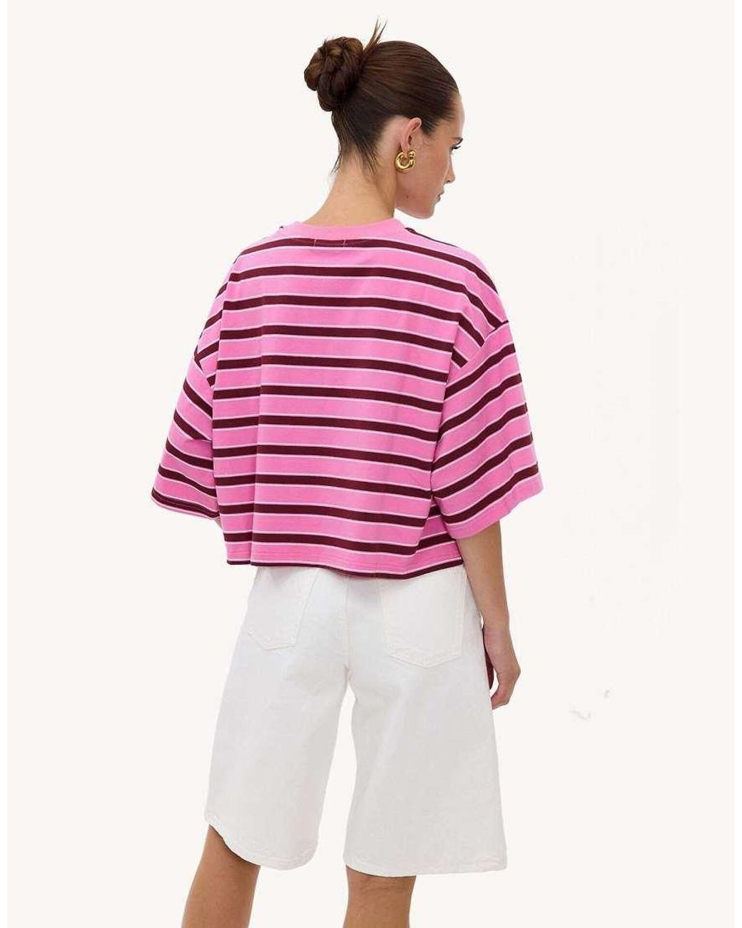 Loavies Pink Meant To Be Mine Short-Sleeved Shirt With Stripes