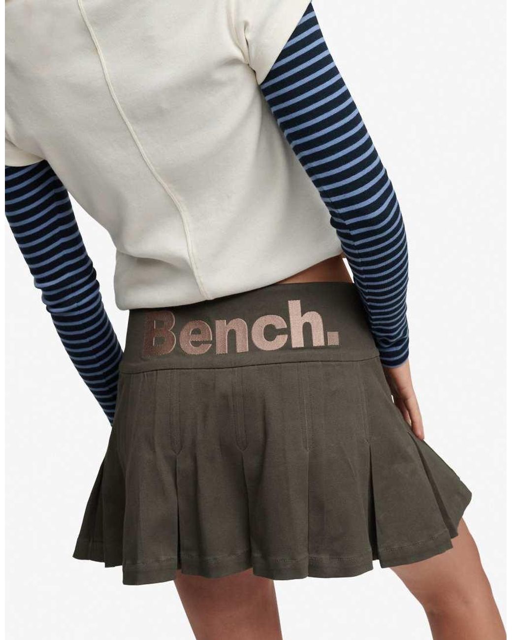 Bench x Superdry & Co Green Logo Pleated Twill Mini Skirt